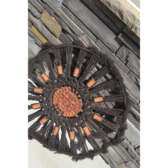 Vintage Macrame Earthy Large Wall Hanging Celestial Native Boho Mandala Hippie - Picture 3 of 5